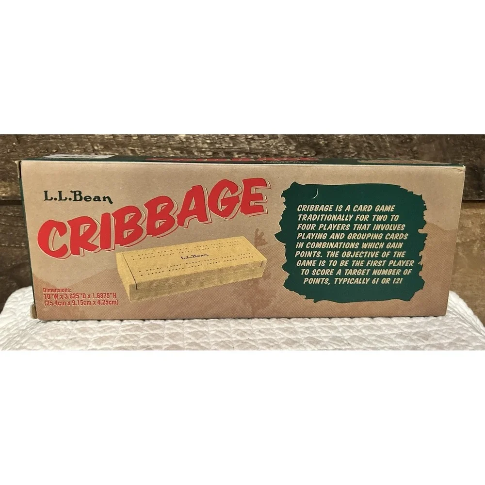 L.L. Bean Cribbage Classic Family Card Game, Travel, Wooden, Strategic, New
